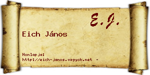 Eich János névjegykártya